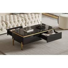 High-Gloss Modern Coffee Table, Elegant Side Table, Multifunctional Living Room Furniture, Dimensions 100 X 50 X 36 Cm (L X W X H) - Black - View 7