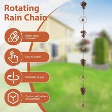 Metal Rain Chain For Outside Adjustable Rain Catcher Chain With Bell For Gutters Outside Eaves Drainage Downspout, For Divert Water And Home Display - 松果形雨鏈 - 查看 9
