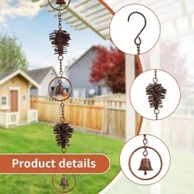 Metal Rain Chain For Outside Adjustable Rain Catcher Chain With Bell For Gutters Outside Eaves Drainage Downspout, For Divert Water And Home Display - 松果形雨鏈 - 查看 10