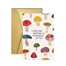 Thiệp chúc mừng sinh nhật hình nấm đáng yêu kèm phong bì - Kích thước thiệp 17.6cm * 12.5cm, hoàn hảo để dành tặng bạn bè và gia đình với chủ đề "Kỳ diệu như bạn". - Bộ - Xem 8