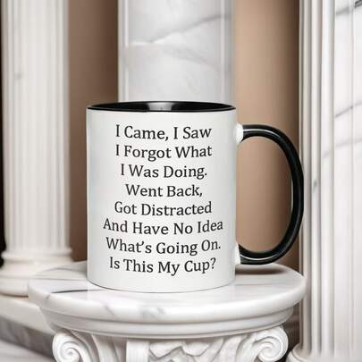 1pc,I Came, I SawI Forgot WhatIWas Doing. Funny Coffee Cup With,Office Use, Mother's Day Gift, Thanksgiving Gift, Birthday Gift, Easter Gift, Gift For Friends