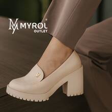 Myrol Outlet Women's Oxford Moccasin High Heel With Metal - 米色 - 查看 1