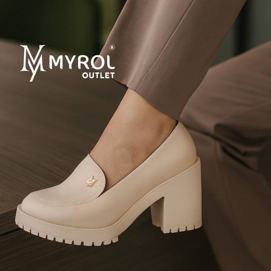 Myrol Outlet Women's Oxford Moccasin High Heel With Metal - 米色 - 查看 1