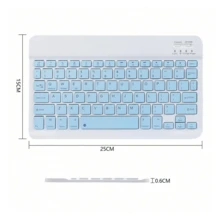 超薄蓝牙键盘，便携式迷你无线键盘，可充电，兼容苹果iPad、智能手机、三星平板电脑、智能手机、iOS、安卓、Windows系统（天蓝色） - 天藍色 - 查看 6