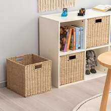 1pc/2pcs/3pcs/4pcs Hand-Woven Storage Baskets, Large-Capacity Multi-Functional Storage Baskets, Woven Cube Storage Baskets, Suitable For Living Rooms, Bedrooms, Home Storage, Kitchens, Dormitories, Offices, Storage, Cosmetic Storage Boxes, Storage Boxes, Baskets, Organization And Storage, Room Storage, Storage, Storage Boxes, Trash Cans, Gift Baskets, Gift Boxes, Gift Racks, Wall Cabinets, Home Decorations, Kitchen Accessories. - Khaki - View 10