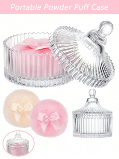 Frasco de almacenamiento de maquillaje de vidrio a rayas con tapa, caja de joyería y maquillaje de estilo victoriano de lujo, decoración elegante para el baño, frasco para borla de polvo a rayas, canister clásico de cosméticos, esencial para el tocador, regalo de maquillaje para mujeres, frasco para borla de polvo, decoración del hogar, esencial de viaje, decoración de la sala de maquillaje, bolsa de maquillaje, esencial de viaje