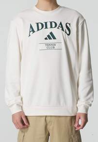 adidas HRTG TNS G C 字母圓領長袖復古舒適網球經典衛衣 男款 粉筆白 - 粉筆灰 - 查看 1