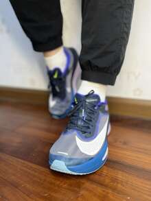 Nike Zoom Fly 6 Comfortable Versatile Non-Slip Supportive Bounce Running Shoes, Men, Blue & White - Blue and White - View 7