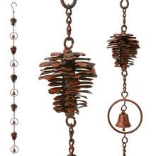 Metal Rain Chain For Outside Adjustable Rain Catcher Chain With Bell For Gutters Outside Eaves Drainage Downspout, For Divert Water And Home Display - 松果形雨鏈 - 查看 11