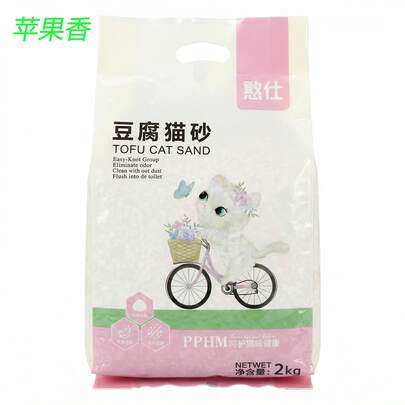 1袋苹果香味结团低尘除臭猫砂，2公斤（4.4磅）