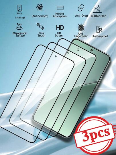 3pcs High-Definition Tempered Glass Screen Protector, Suitable For Compatible With Xiaomi 12/13/Poco C50/ Poco C3/Poco F3/Poco M2/Poco M3/ Poco X3/POCO X4 / Note 12 /Note 10/Note 7/ Note 11/Note 10/Note 13/ 12/7/8/9/10/11/1314/15/ Note 14 Anti Oil, Waterproof, Anti Fingerprint, Anti Scratch, Anti-Collision, Anti Fall, No White Edges, No Bubbles, Easy To Install High Definition, Bubble Free, Scratch Resistant