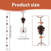 Metal Rain Chain For Outside Adjustable Rain Catcher Chain With Bell For Gutters Outside Eaves Drainage Downspout, For Divert Water And Home Display - 松果形雨鏈 - 查看 2