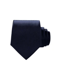 1条男士商务时尚高品质光滑亮泽纯色缎面领带（8厘米） - 藏蓝色 - 查看 2