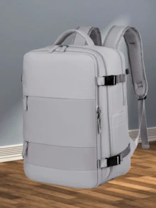 Expandable Backpack, Men's Large Capacity School Bag, Business Trip Luggage, Backpack, Travel Bag, Women's Computer Bag - Grey - View 11