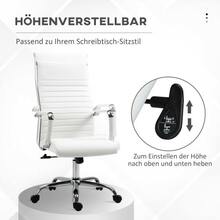 Ergonomic Office Chair With Rocking Function, 360° Swivel Casters, Steel Legs, Faux Leather Upholstery, 120 Kg Weight Capacity, Dimensions: 54 X 62 X 104-114 Cm - White - View 7