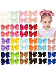 5/20/40个随机颜色发饰，罗纹丝带，甜美可爱，带鳄鱼夹，适合幼儿、女婴、青少年。 - 彩色 - 查看 11