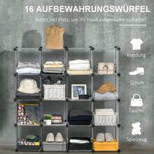 Self-Assembly Cube Storage System, 16 Cube Storage Boxes, Plastic Cabinet, 125 X 32 X 125 Cm - trắng - Xem 8