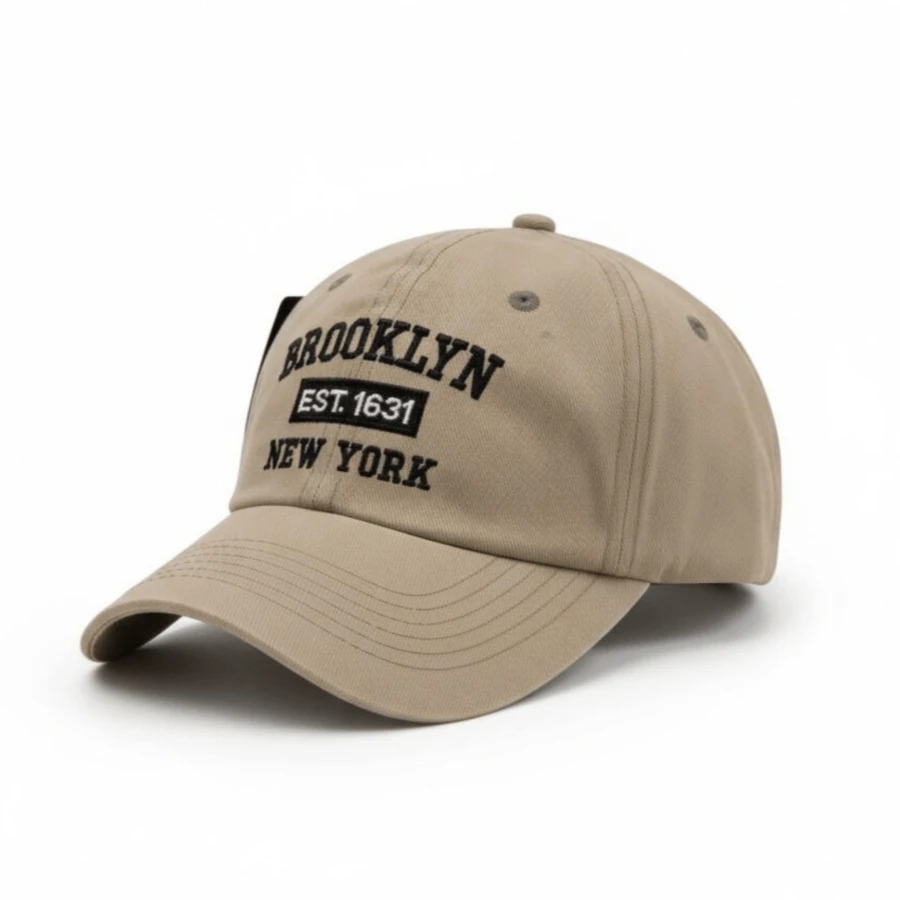 Ny New York Retro Baseball Cap Curved Brim Men's And Women's Adjustment Fit Letter Casual Cotton Embroidered None Summer - 深卡其色搭配黑色 - 查看 1