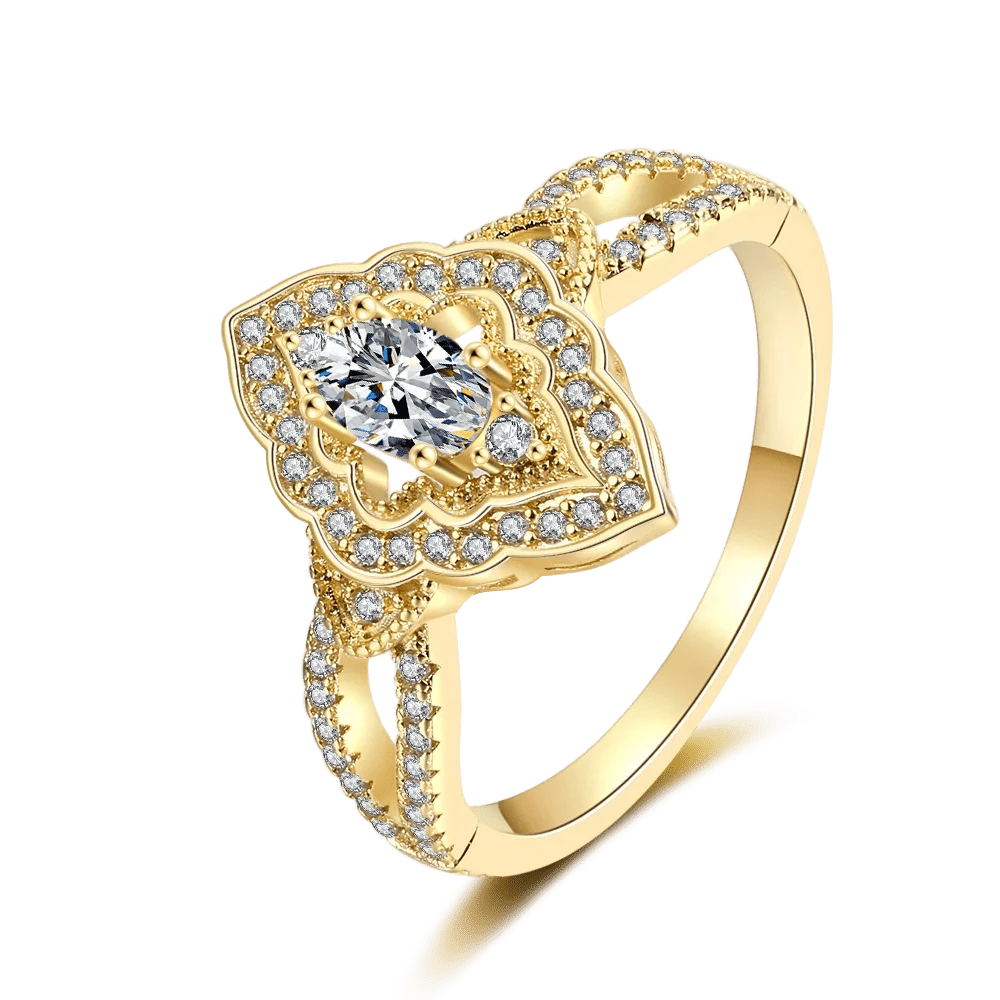 New Luxury Classic Sparkling Zirconia Engagement Wedding Ring 18KGold Plated White Gold 4*6mm Horse Eye Fine Jewelry Party Gifts - Butterfly - View 1