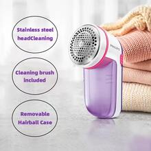 Philips GC026 Lint Remover, 8800 RPM Stainless Steel Blade, 3 Mesh Sizes, Height Adjustment Cap, Battery-Powered (Batteries Not Included), Ideal For Delicate Fabrics - Purple - View 4