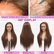 13x6 13x4 Bone Straight Lace Front Wig Pre Plucked Bye Bye Knots 200 Density Wig Natural Hairline Heat Resistant Human Frontal Hair Replacement Blended Hair Wigs For Women 26 Inch Long Brown Wig Daily Use - Brown - View 3