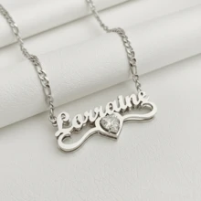 Bộ trang sức đá quý sinh nhật cá nhân hóa - Dây chuyền và bông tai khoen khắc tên theo yêu cầu kèm đá sinh nhật, dây chuyền kim cương, bông tai khoen khắc tên, trang sức đá quý sinh nhật, quà tặng cho phụ nữ và thiếu nữ, quà tặng trang sức mạ vàng sang trọng. - Nhiều màu - Xem 7