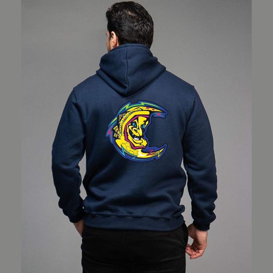 Rossi Unisex Kangaroo Hoodie Sweatshirt - 藏蓝色 - 查看 1