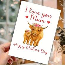 1张“爱你的妈妈”花牛母亲节贺卡 - 庆祝母亲节的完美选择，一份温馨的母亲节礼物 - 多色 - 查看 4