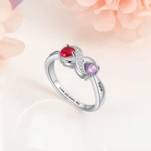 1pc Customized Zirconia Ring, Infinity Symbol Birthstone Ring, Family Birthstone Ring, Gift For Her, Valentine's Day Gift - White - View 2