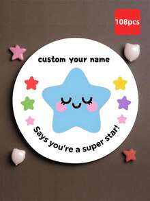 1/30/108pcs Customized Super Star Stickers, Teacher Achievement Reward Labels, Personalized Name Stickers, Smiling Face Blue Star Design, Teacher Name Prizes, Stationery And Classroom Decor, Ideal Gift For Teachers, Back To School Season, Gift Ideas, Motivational - Multicolor 2 - View 15