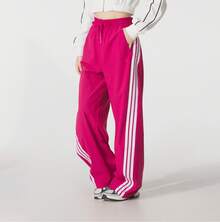 Adidas STORY WOVEN BANANA PANT 舞蹈风阔腿直筒抽绳休闲运动裤（女款） - 玫紅色/白色 - 查看 2