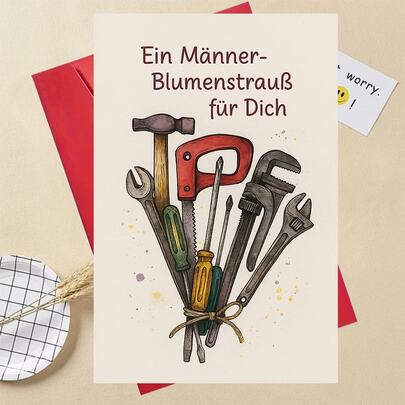 Ein lustiges Werkzeug-Blumenstrauß Geschenk, geeignet für Männer, Väter, Ehemänner, Geburtstage, Do-it-yourself Enthusiasten, mit einer einzigartigen Grußkarte enthalten