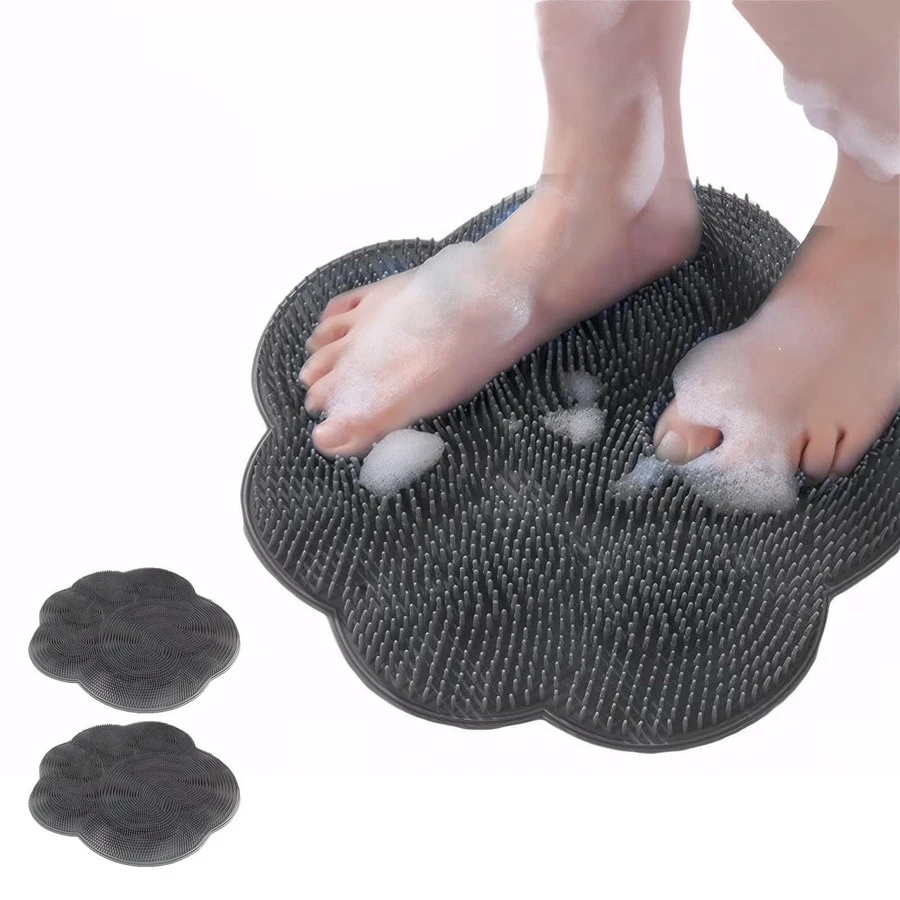 1 PCS Shower Foot Scrubber Pad Back Scrubber Exfoliating Bathtub Washing Pad Wall-Mounted Sliding Suction Cup Suitable For Men And Women Sliding Suction Cup Foot Scrubber For Shower Cup Men And Women Foot Cleaner - xám - Xem 1