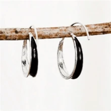 1 Pair Women's Fashion Bohemian Asymmetrical Hoop Earrings, Minimalist Design For Daily Wear And Special Gifts - Antique Silver - View 7