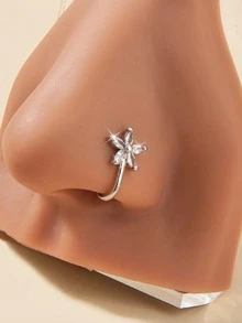 4-Piece Set/1 Pc Charming Exquisite Copper Gourd Shape Artificial Zirconia False Puncture Non Perforated Nose Ring Women's Nightclub Party Birthday Gift[Please Note That Some Are Sold Individually] - Multicolor - View 12