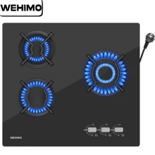 IsEasy 3-Burner Gas Hob, Built-In Gas Hob, 60 Cm, Cast Iron Grill, 7750 W, Suitable For Town And Bottled Gas, Black Glass - EU C Type Plug(220-240V) - View 9