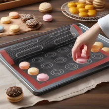 1/2/3 tấm lót nướng silicon in hai mặt, có thể tái sử dụng, chống dính, thích hợp cho bánh macaron, bánh quy và bánh phồng. - Nhiều màu - Xem 10
