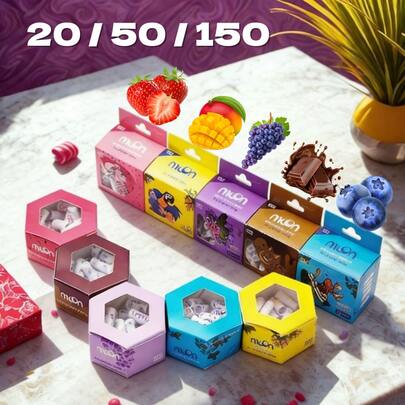 20/50/150pcs Multi-Flavor Hexagonal Box Flavored Pre-Rolled Filter Tips, 7mm Colorful Fruit Flavors With Strong Support Edges, Smooth And Burr-Free, Cigarette Paper, Chocolate, Strawberry, Grape, Mango, Blueberry W-Shaped Pre-Rolled Filter Tips With Transparent Window Design And Cartoon Illustrations, Individually Packaged In Sealed Bags, Social Media Item, Personalized Hand-Rolled Cigarette Essential, Enhancing Refined Feeling, Compact And Portable, Ideal For Holidays, Parties, Relaxation