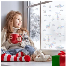 SHAWULA 35Pcs Dinosaur Window Stickers Prevent Birds From Hitting Windows, Rainbow Sun Catcher Stickers No Glue Required, Non-Adhesive Reusable Vinyl - Multicolor - View 3