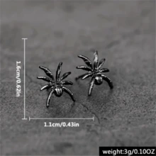 1对复古创意蜘蛛耳钉，时尚朋克风饰品，女士礼物 - 黑色 - 查看 3