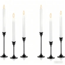 Legant Black Cone Taper Candle Holders Set Of 6 – Stunning Table Decor For Wedding, Holiday Party & Dinner | Easy Assembly Metal Candlestick Holders For Home, Hotel, Christmas & Halloween - 6 cái màu đen - Xem 4