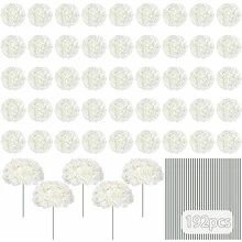 120/300 Pack Hydrangea Artificial Flowers Heads With Stems, Fake Hydrangea Flowers For Wedding Centerpiece Bouquets DIY Home Garden Party Decor (White) - 白色 - 查看 16