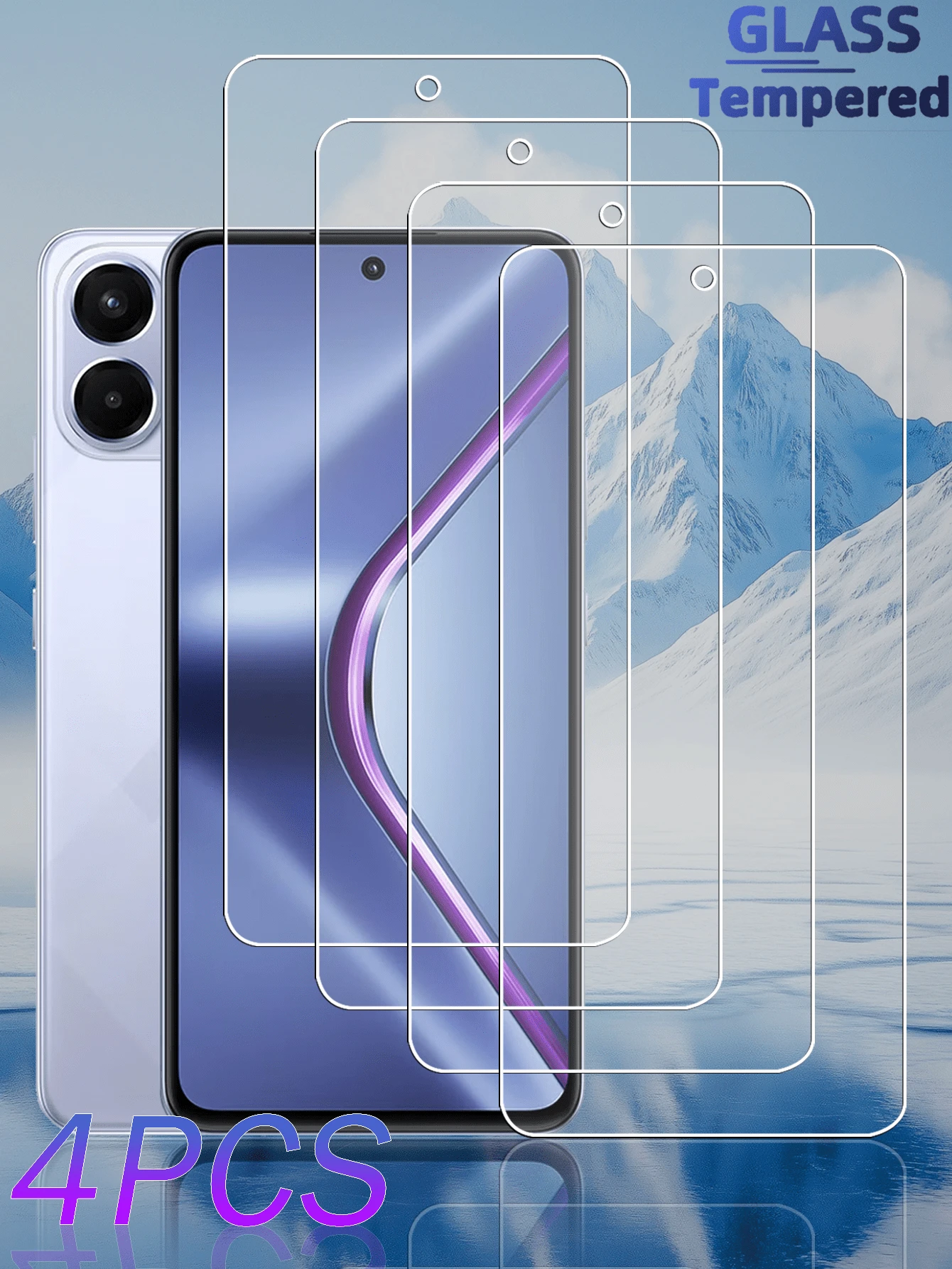 4 piezas Protector de pantalla de vidrio templado para teléfonos, antihuellas, suave, resistente a los arañazos, protector de pantalla de vidrio templado a prueba de golpes - Accesorios para teléfonos - Blanco - Ver 1
