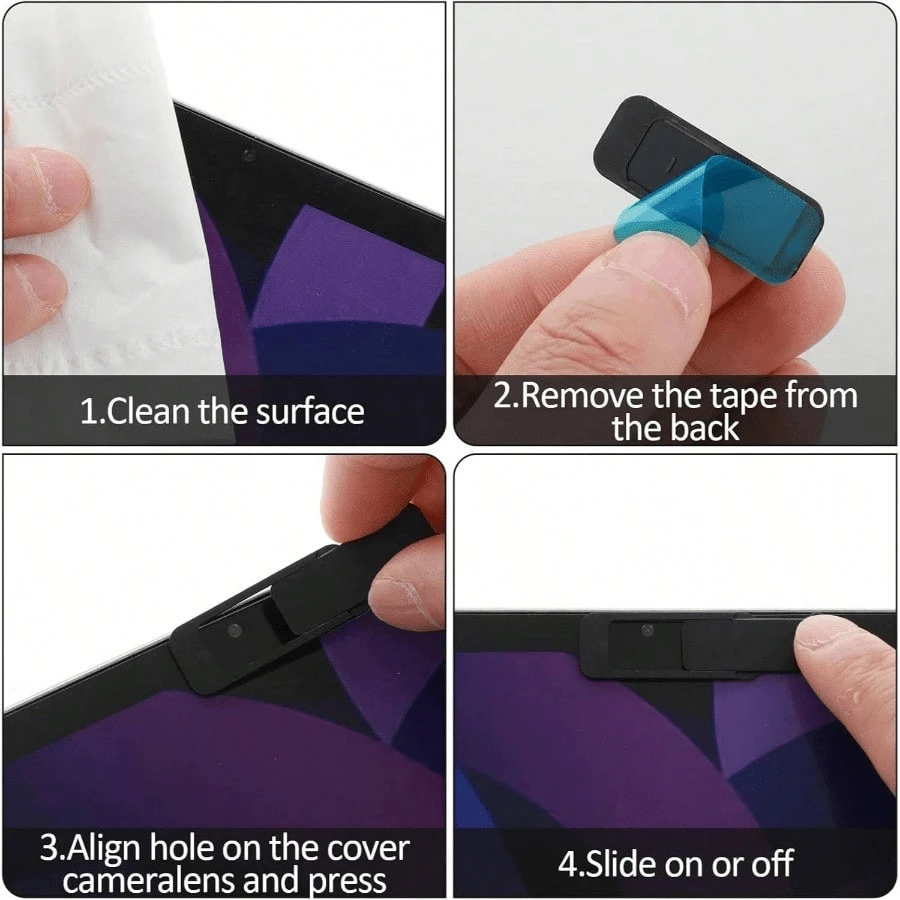 Protetor de Tela de Privacidade para Laptop e Smartphone, Capa Deslizante Ultrafina para Câmera, Adequado para Computadores, Tablets, Telefones, Escudo de Segurança em ABS, NQDZ - Multicolorido - Visão 1