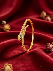 1 pièce - Bracelet tête de léopard mignon et chic, conçu avec une tête de léopard en zircone et un ton doré doux. Un accessoire doux mais élégant convenant au style unique et doux des jeunes filles. - Or 4 - Voir 9