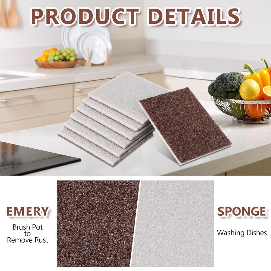 半卷磨砂海绵布，可重复使用的锅具清洁布，适用于清洁水槽或炉灶，抗菌可水洗清洁刷，厨房用品，厨房清洁工具套装 - 多色 - 查看 1