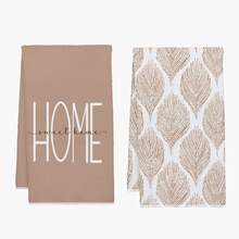 2pcs Simple Brown Geometric Leaf "Sweet Home" Pattern Kitchen Towels, Soft Polyester Material Dish Cloths, Suitable For Kitchen Decor, Cleaning, Holiday Party Decoration, Kitchen & Bathroom Essentials, Home Decor, Housewarming Gift - Multicolor - View 12