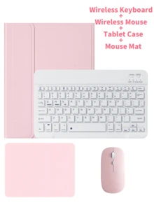 Funda protectora de teclado 4 en 1, compatible con Samsung Galaxy Tab, iPad, Redmi Pad SE, incluye teclado inalámbrico Bluetooth desmontable (150mAh) y ratón, funda protectora para tableta con ranura para bolígrafo - Multicolor - Ver 62