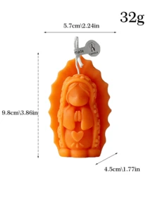 1 Nến thơm trang trí hình Đức Mẹ Guadalupe thủ công, có sự khác biệt nhỏ về màu sắc, kích thước dài 5,7cm, cao 2,24 inch, rộng 9,8cm và dày 3,86 inch, nặng 32 gram. - 1PC - Xem 12