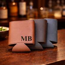 Personalized Leather Can Cooler With Initials,Personalized Cooler,Leather Can Cooler,Custom Can Cooler,Men Bar Gift,Groomsmen Gift,Engraved Cooler,Faux Leather Gift,Bar Accessories,Initials Cooler,Man Cave Gift,Fathers Day Gift,Custom Drinkware,Beer Cooler Gift - Brown - View 9